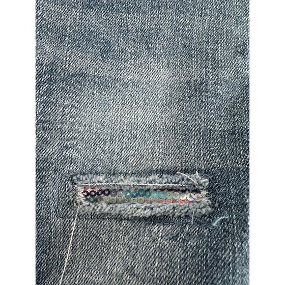 Cat and Jack Girls Light Wash Super Stretch Skinny Sequin Distressed Jeans 12M - Picture 6 of 11